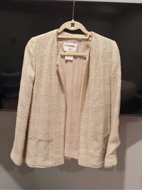 Chanel Cream Bouclé Open-Front Jacket